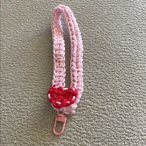 Handmade Pink and Red Heart Lanyard